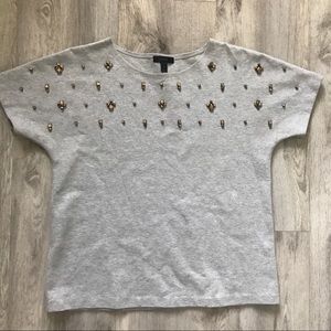 J Crew Embellished Short Sleeve Sweatshirt